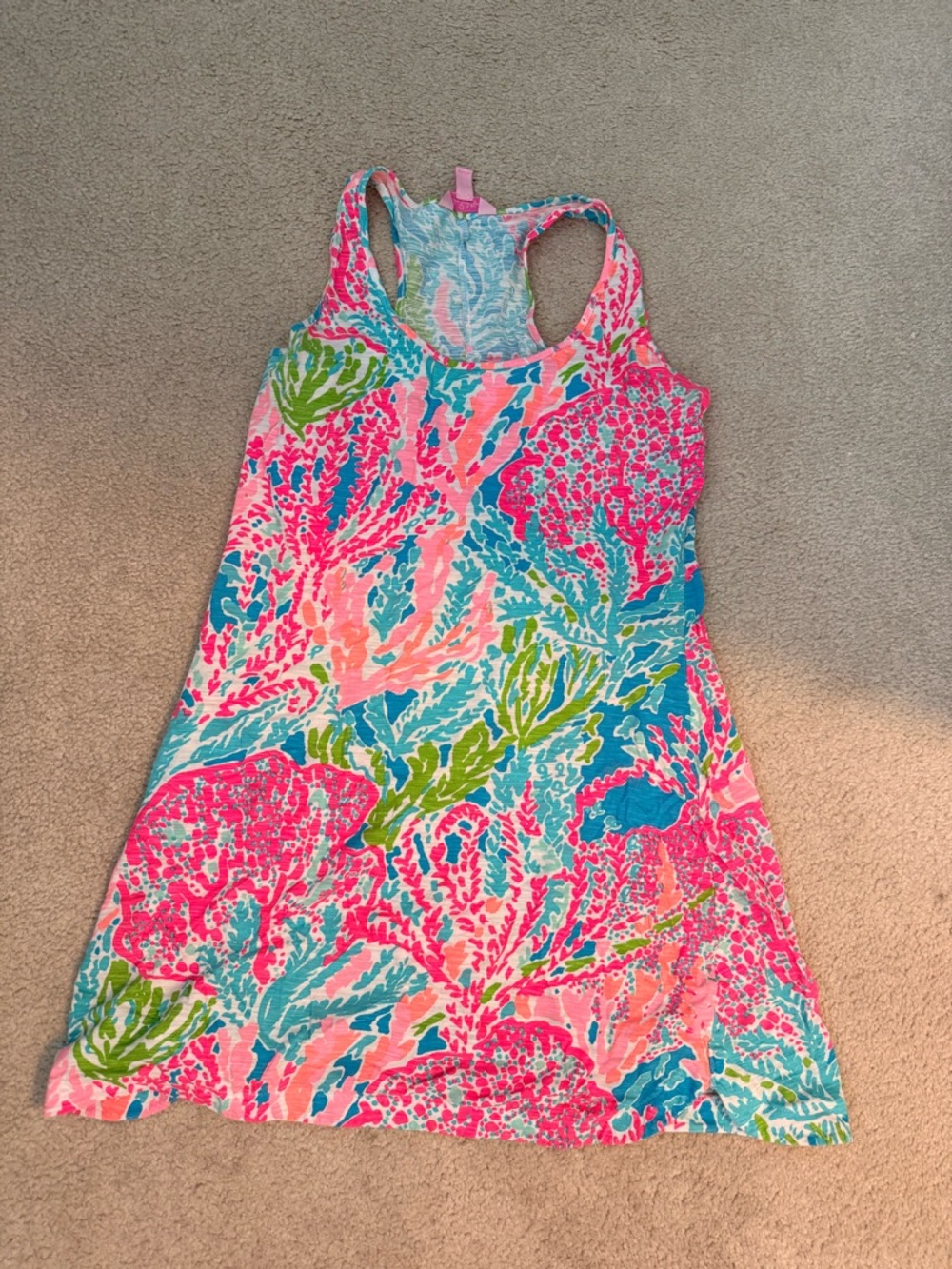 Lilly Pulitzer Pink, Turquoise & Green Reef-Print Racerback dress